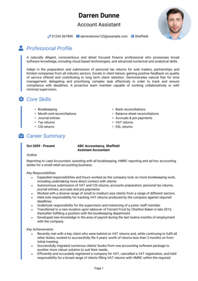 Accounts assistant CV examples