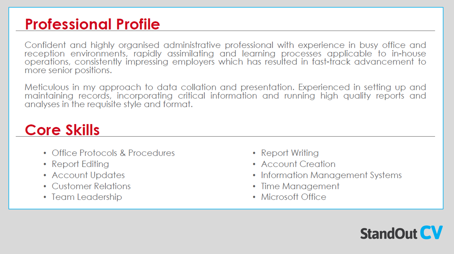 Administrator CV profile