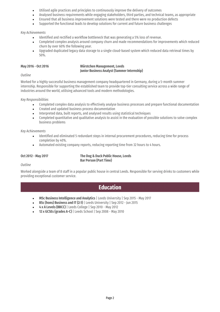 Business Analyst CV example-2