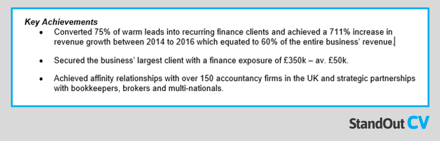 Business development achievements