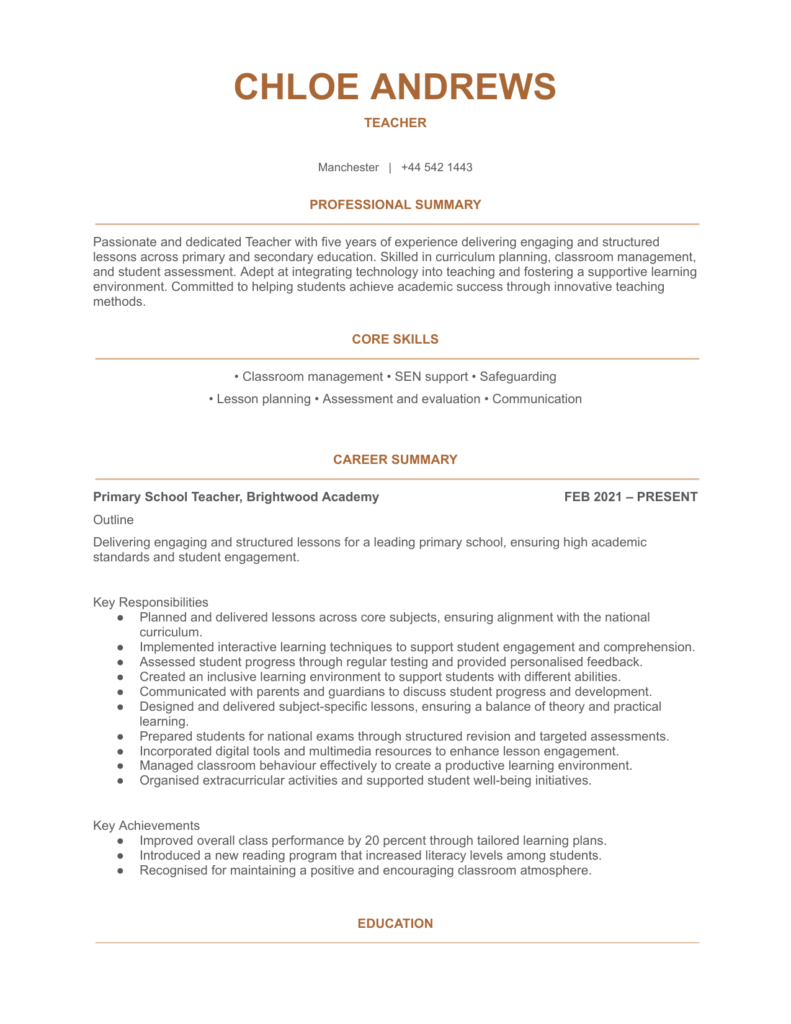 Blank CV template
