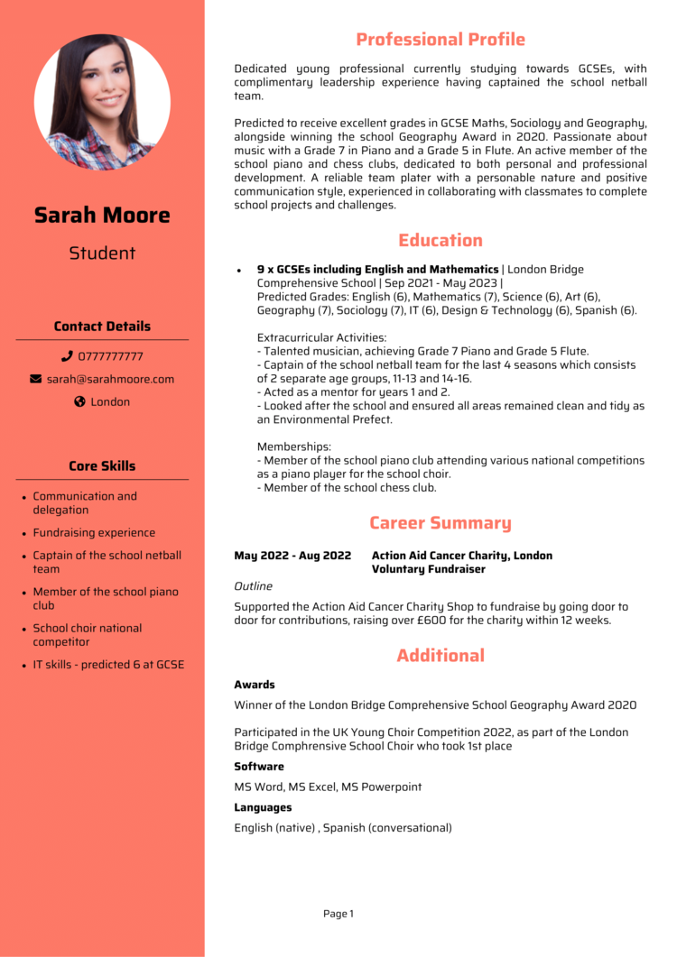 CV with no experience