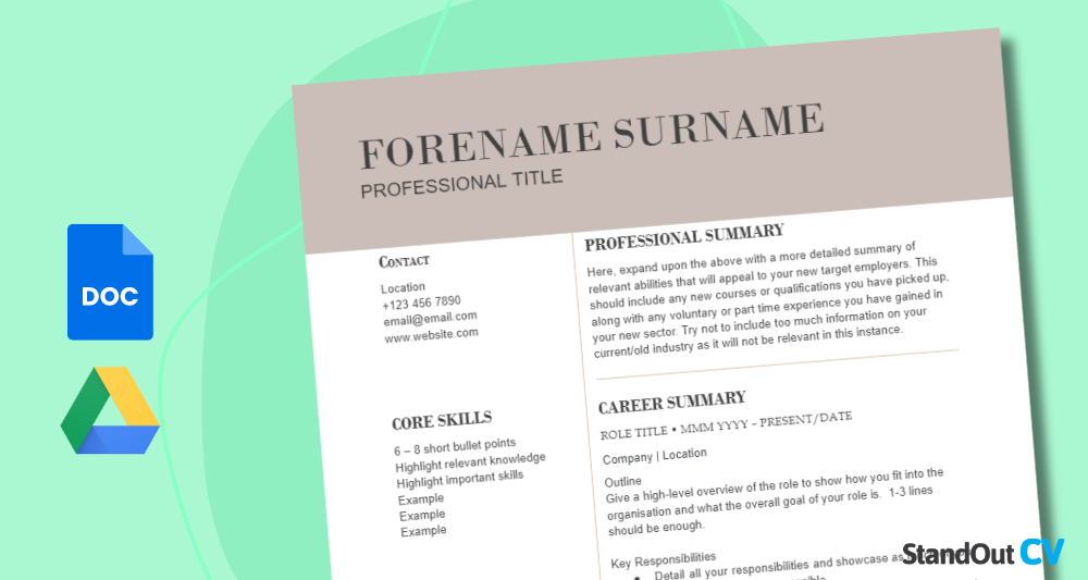 Creative Google Docs CV template