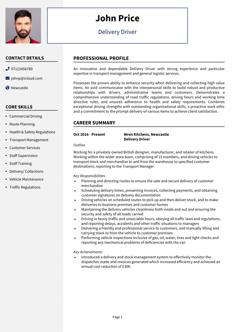 Delivery Driver CV-1
