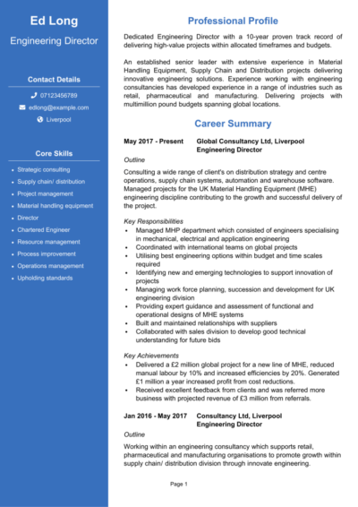 Engineering Director CV examples