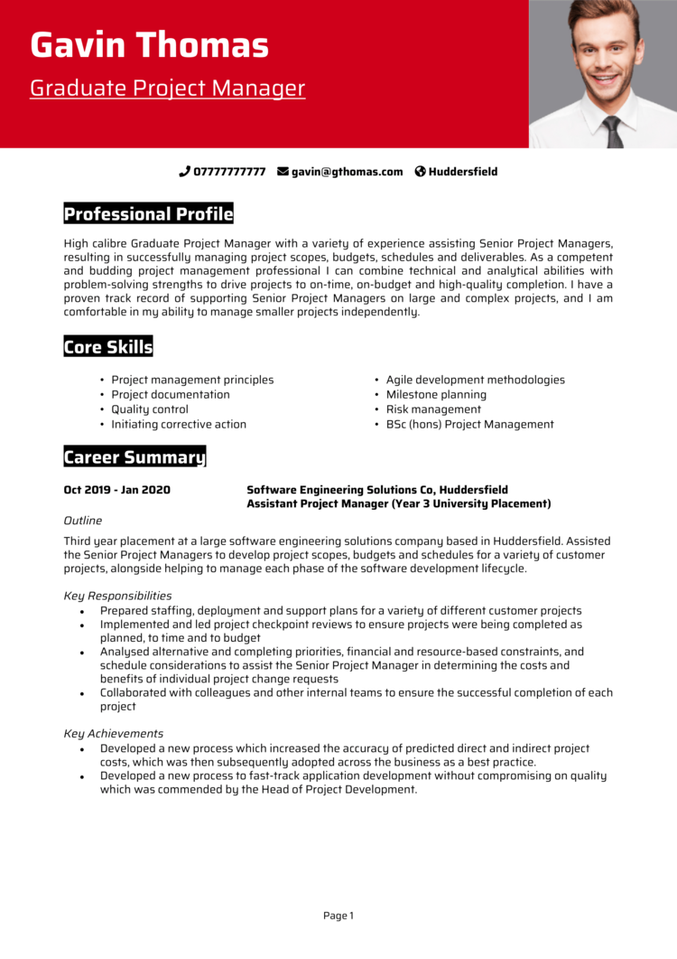 Graduate Project Manager CV
