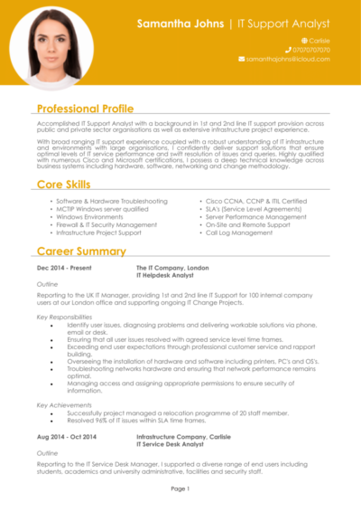 IT support CV examples