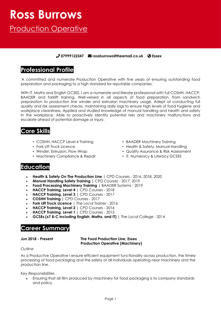 Production Operative CV-1