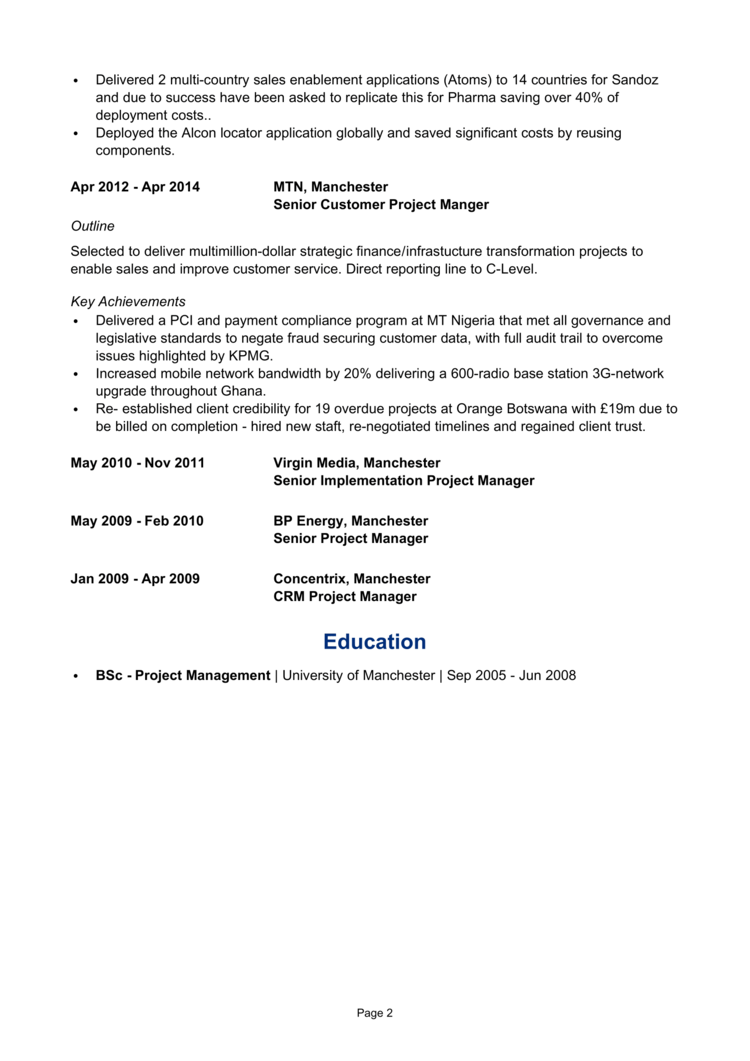 Project Manager CV-2