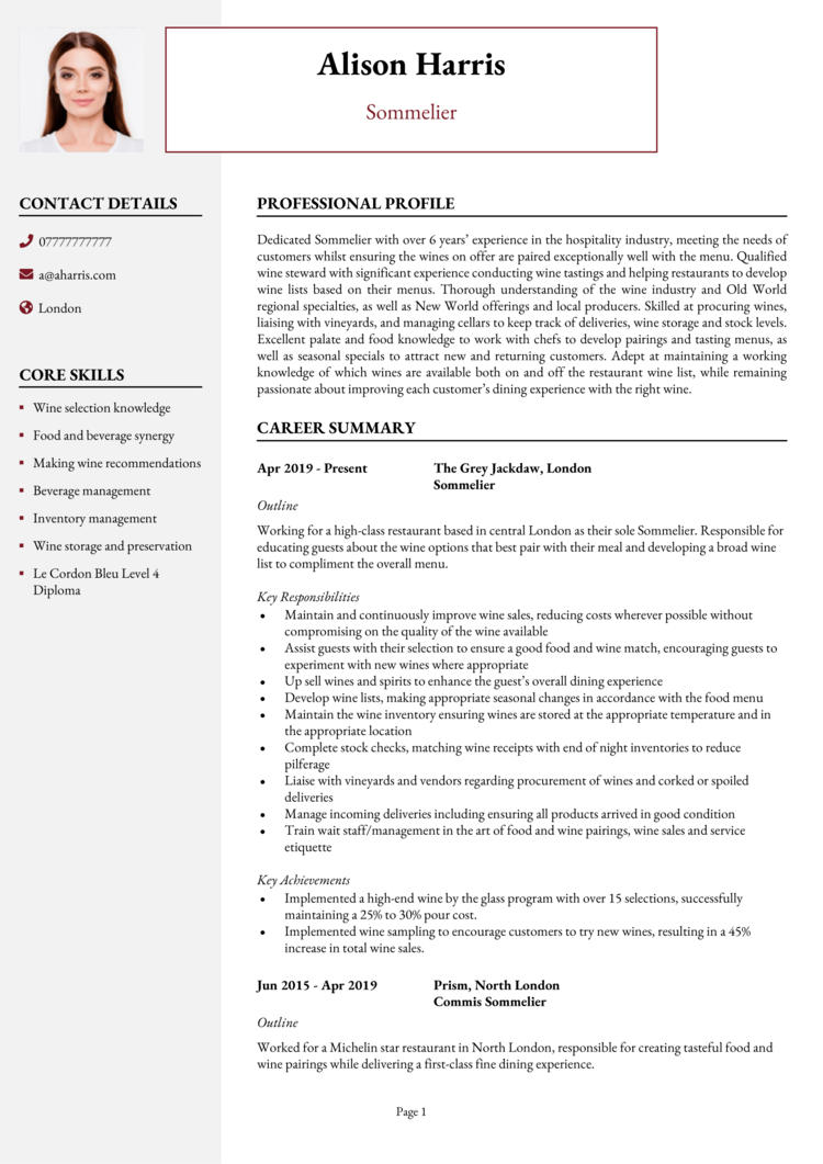 Sommelier CV-1