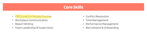 Highlight qualification in core skills