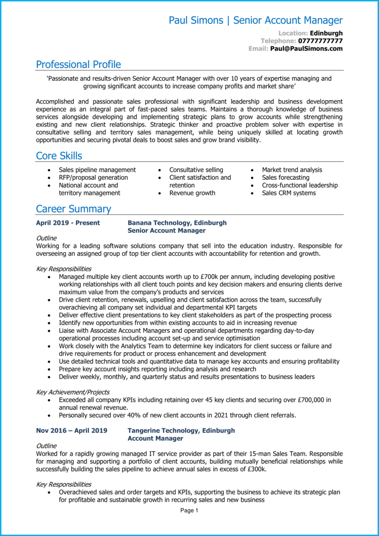 Senior Account Manager CV