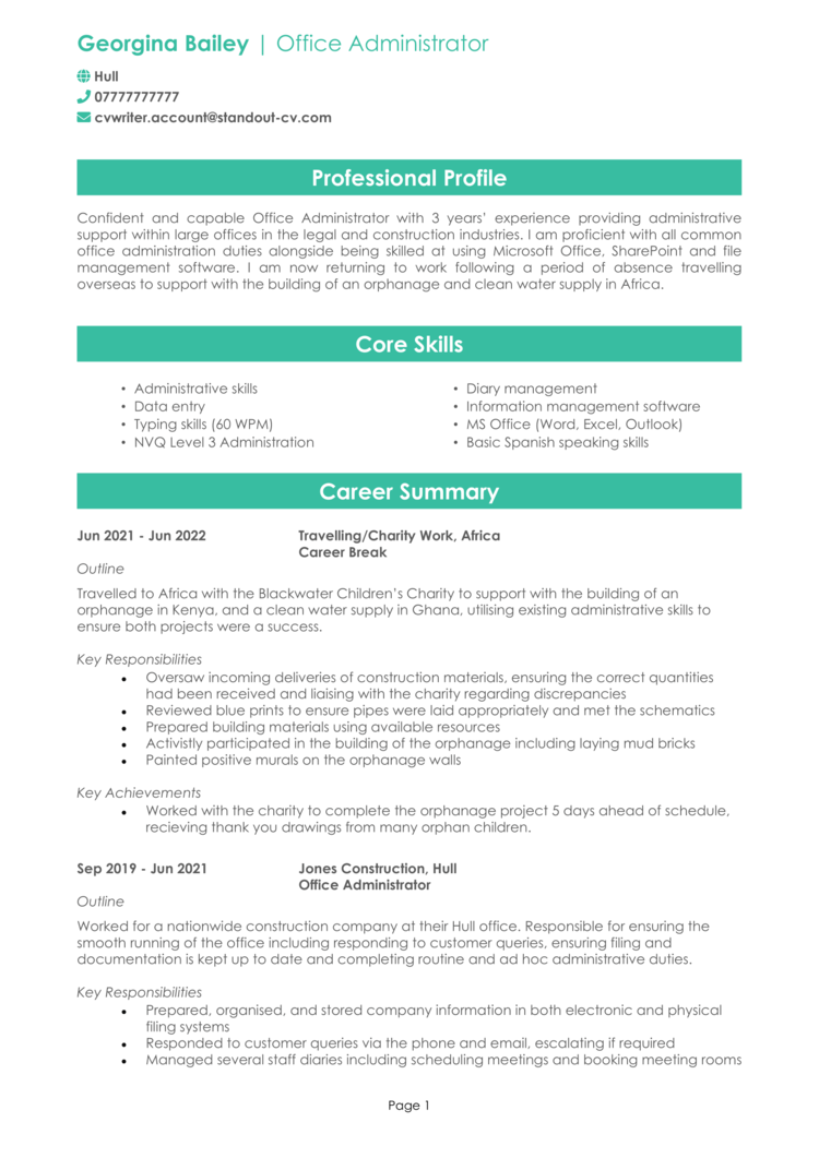 Career Break CV