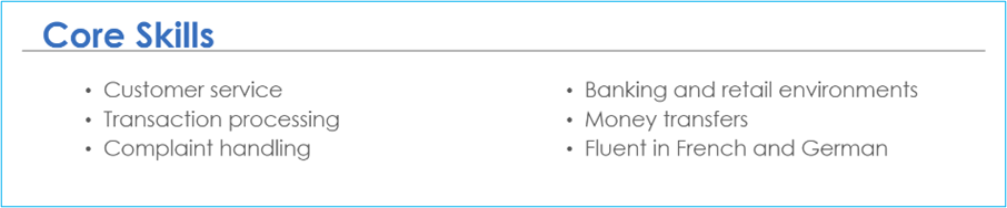 Customer service CV skills section