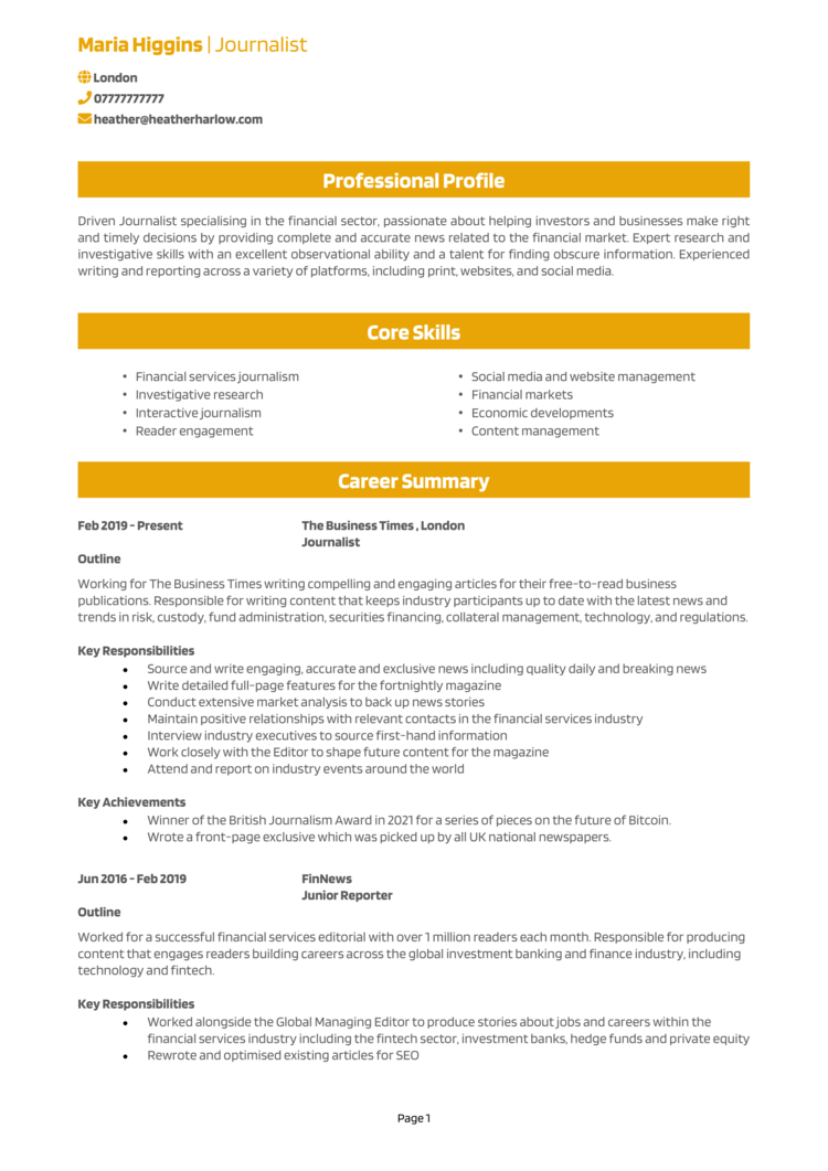 Journalist CV-1 Journalist CV