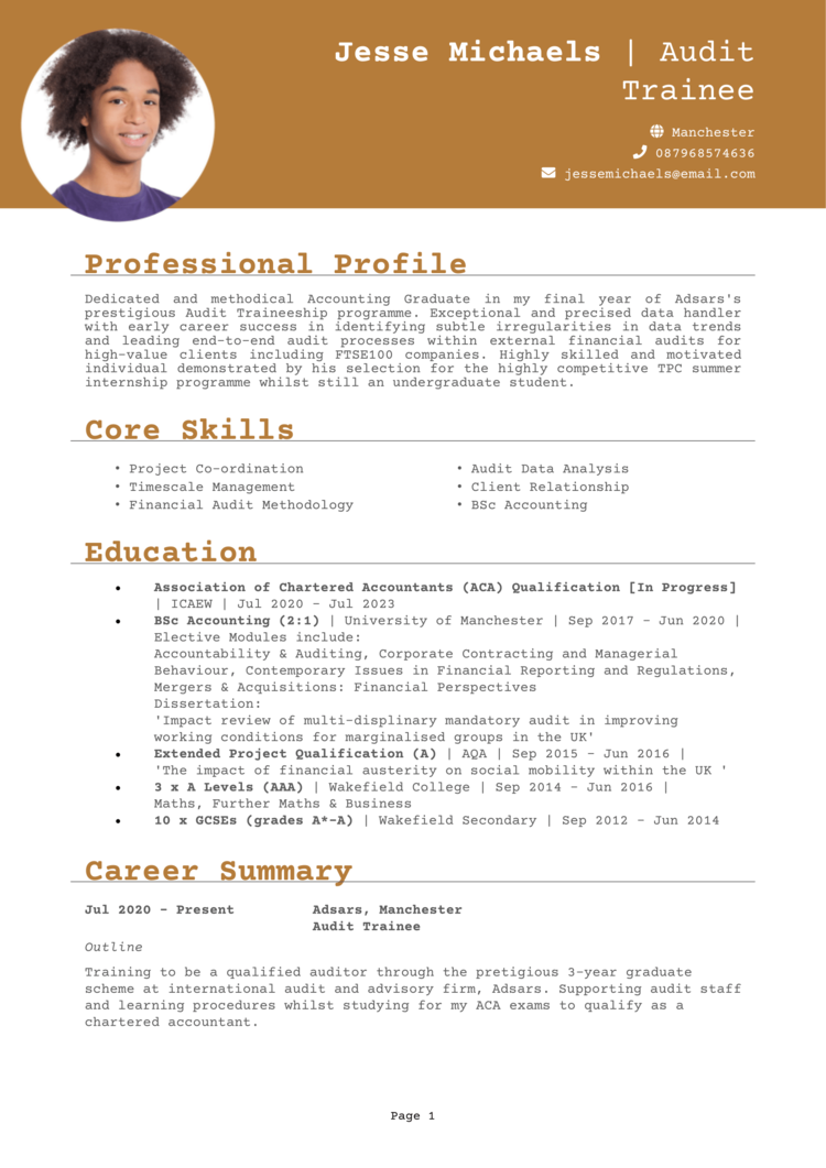 Audit Trainee CV 1
