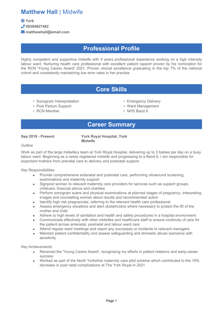 Midwife CV