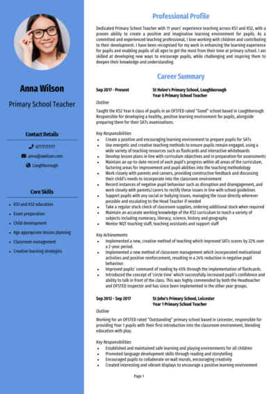 Teacher CV examples + guide