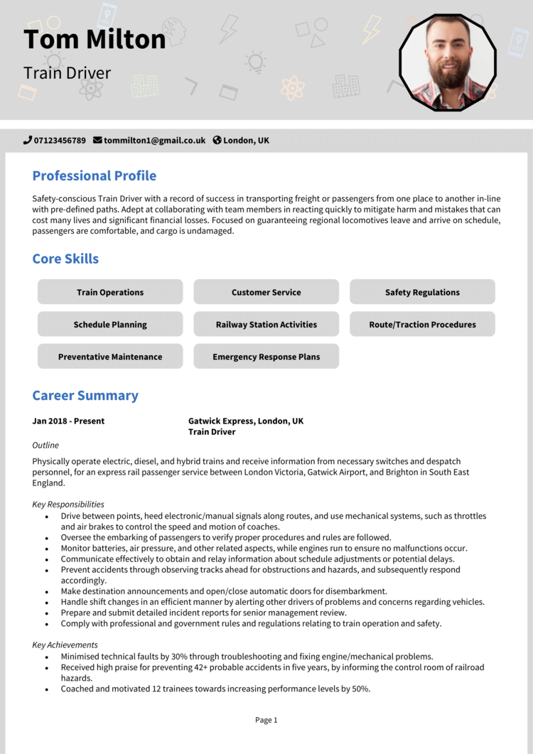 Train Driver CV 1