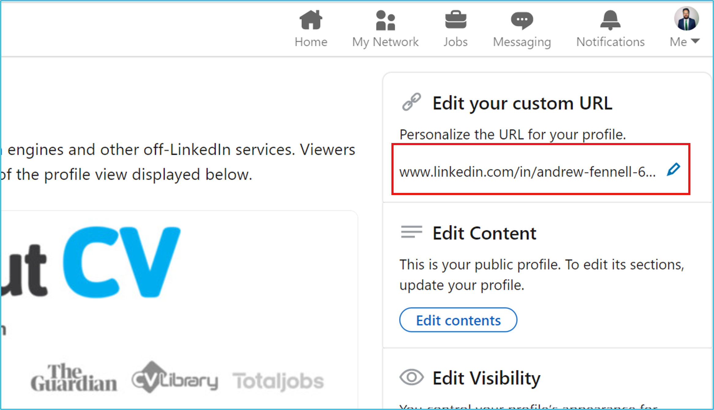 Edit LinkedIn URL