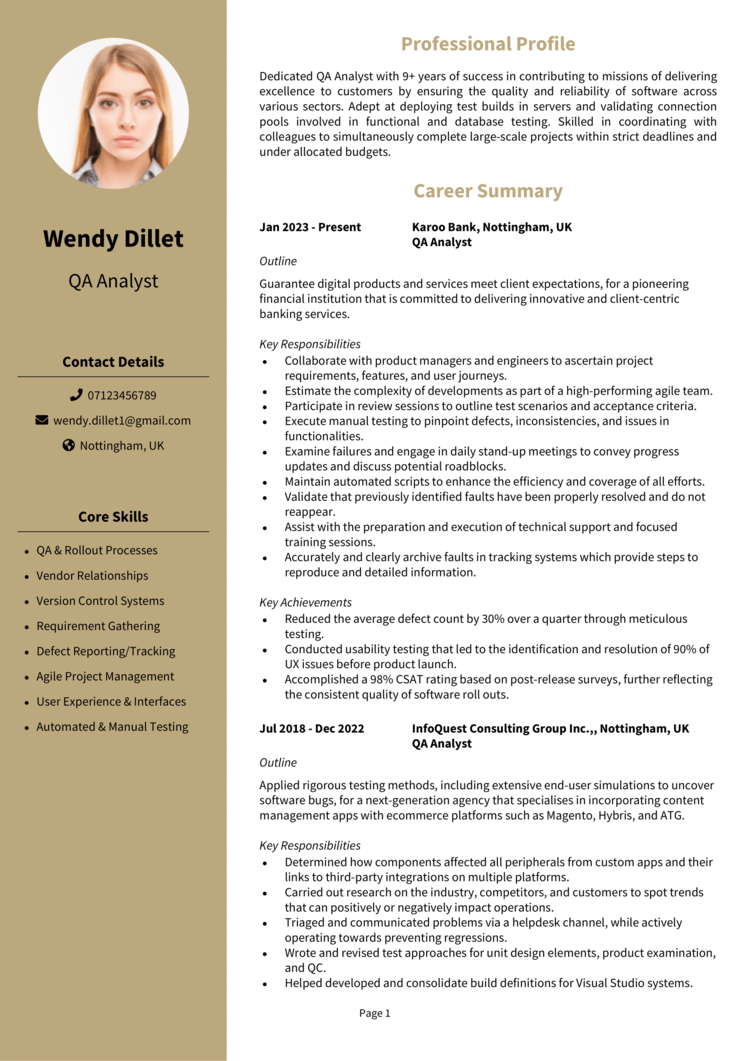 QA Analyst CV