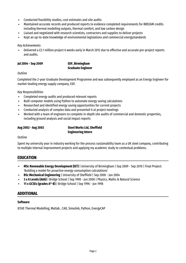 Renewable Energy Engineer CV 2