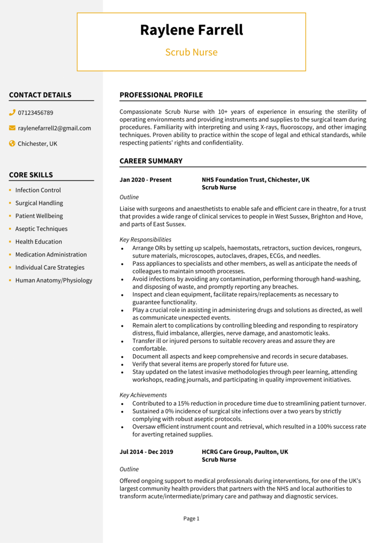 Scrub Nurse CV 1