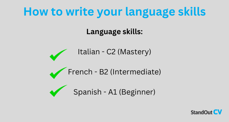 How to write language skills on a CV