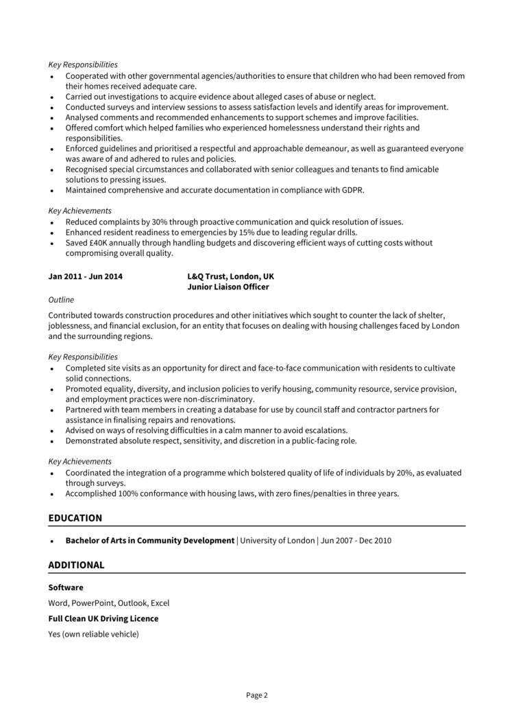 Liaison Officer CV 2