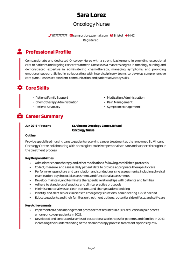 Healthcare blank CV template