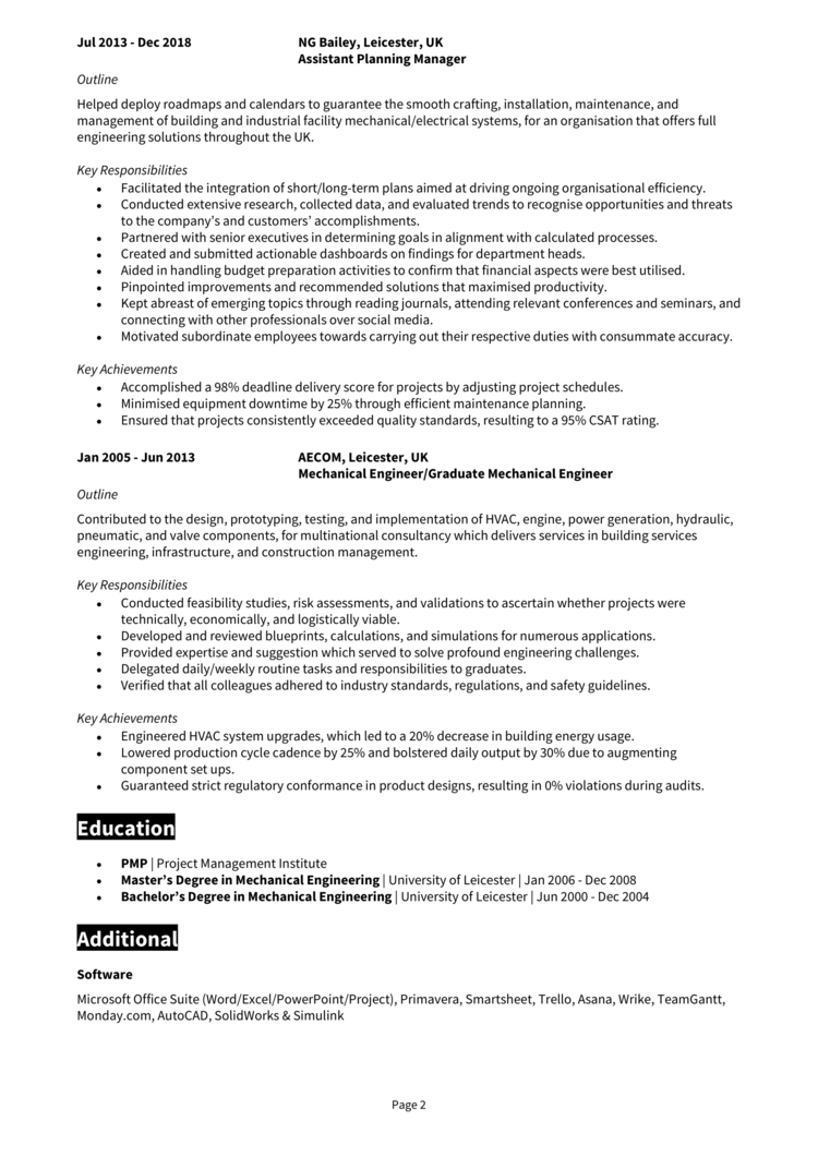 Planning Manager CV 2