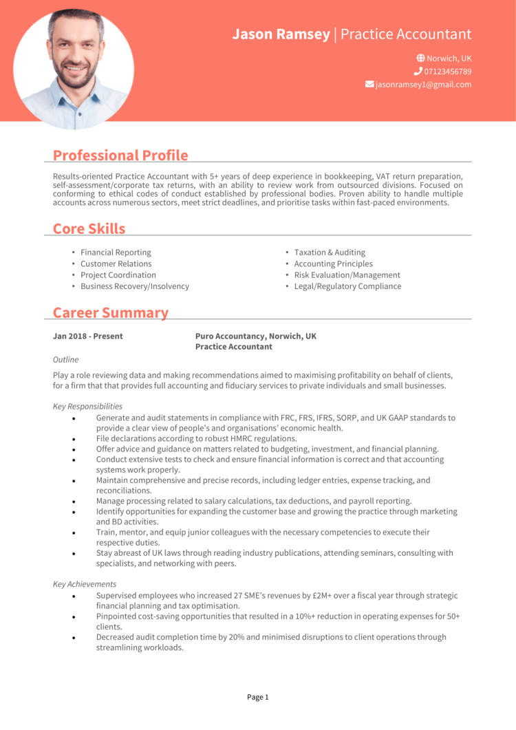 Practice Accountant CV