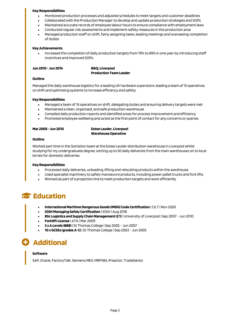 Production Planner CV 2