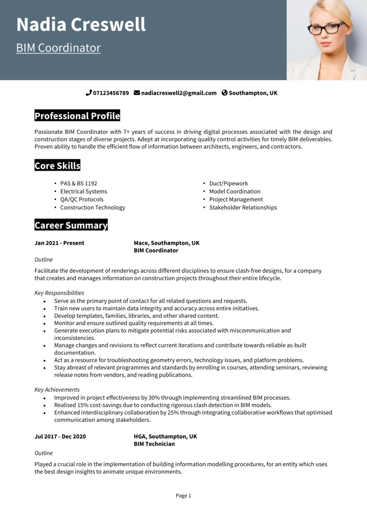 BIM Coordinator CV 1