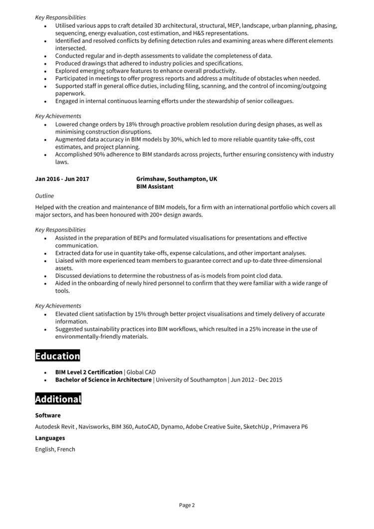 BIM Coordinator CV 2