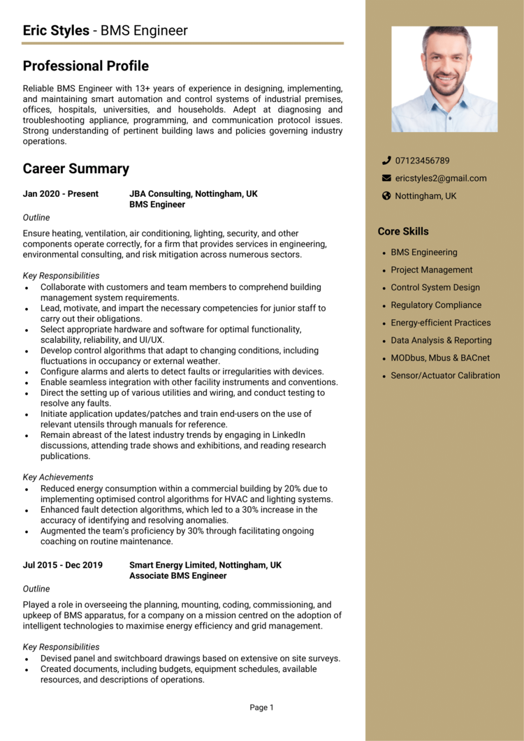 BMS Engineer CV 1