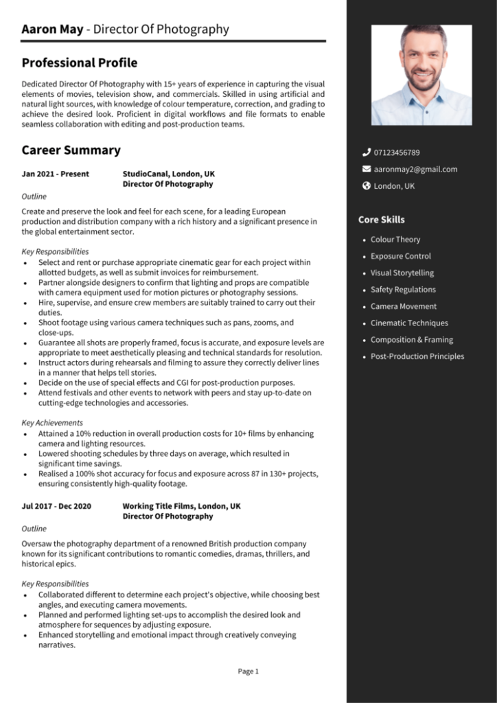Director blank CV template