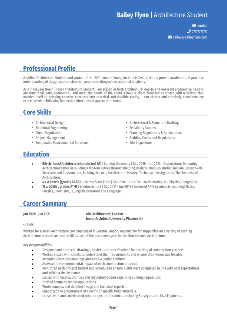 Architect Student CV-1