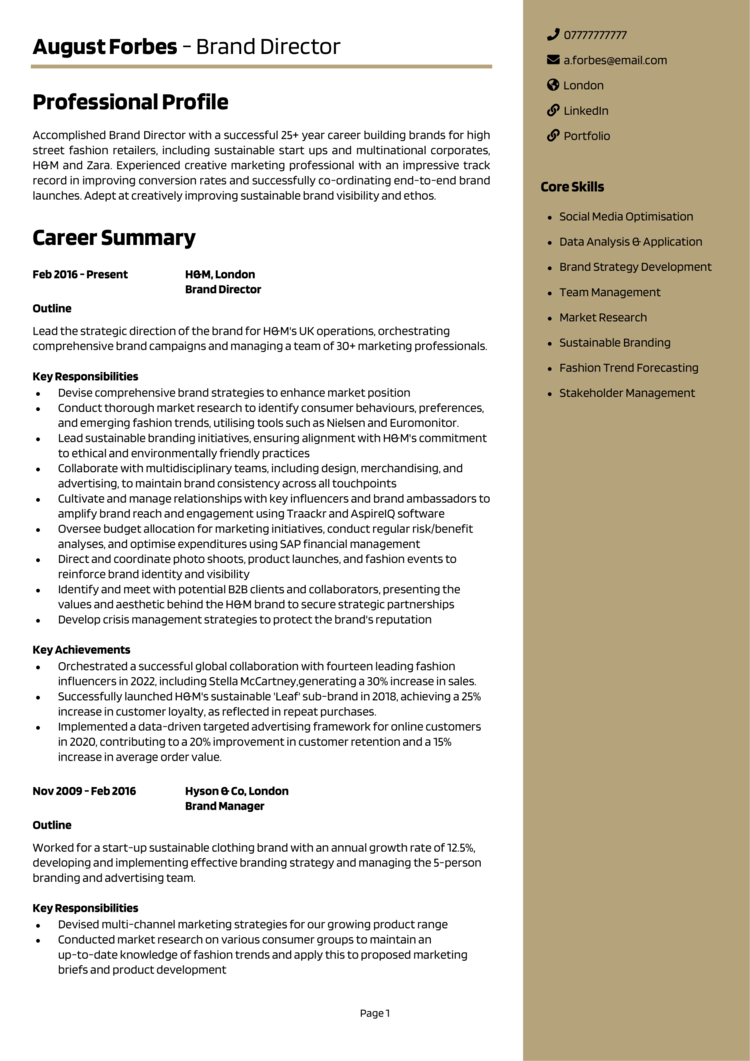 Brand Director CV