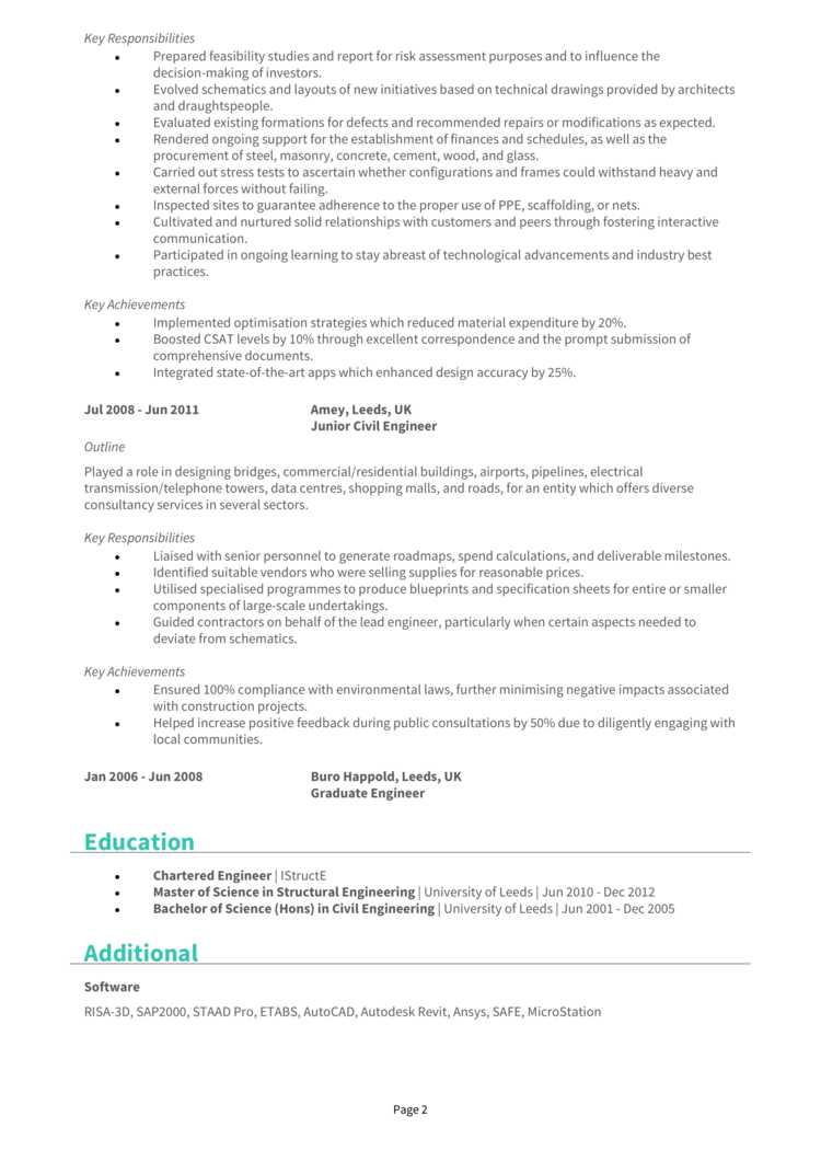 Chartered Engineer CV 2