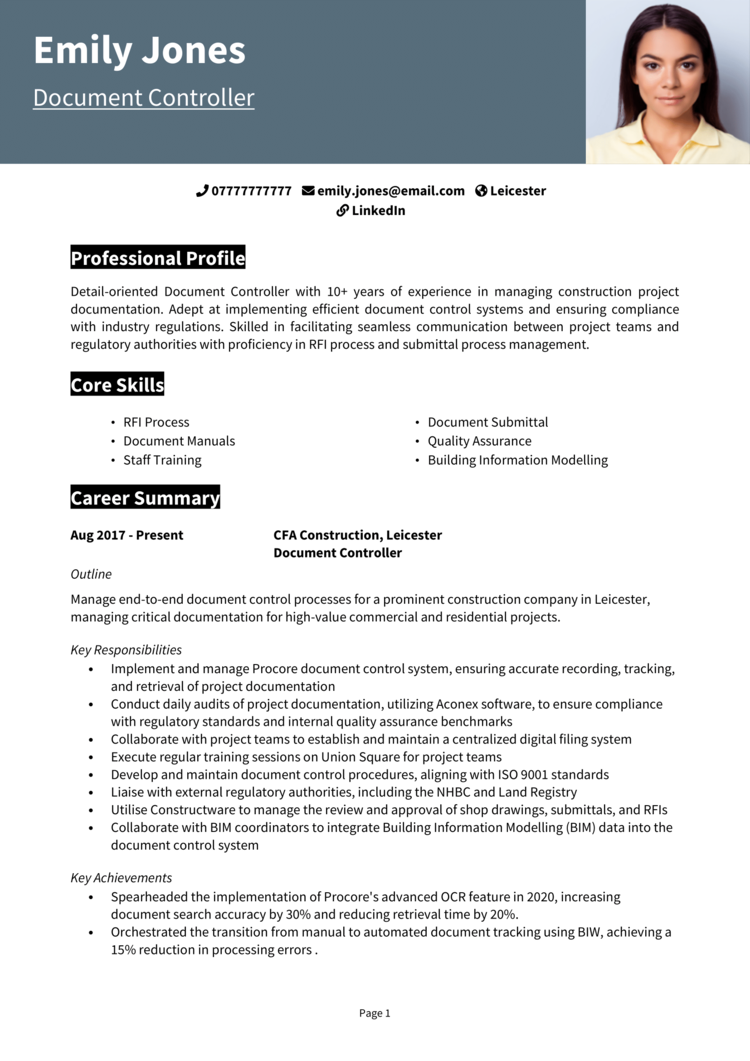Document Controller CV 1