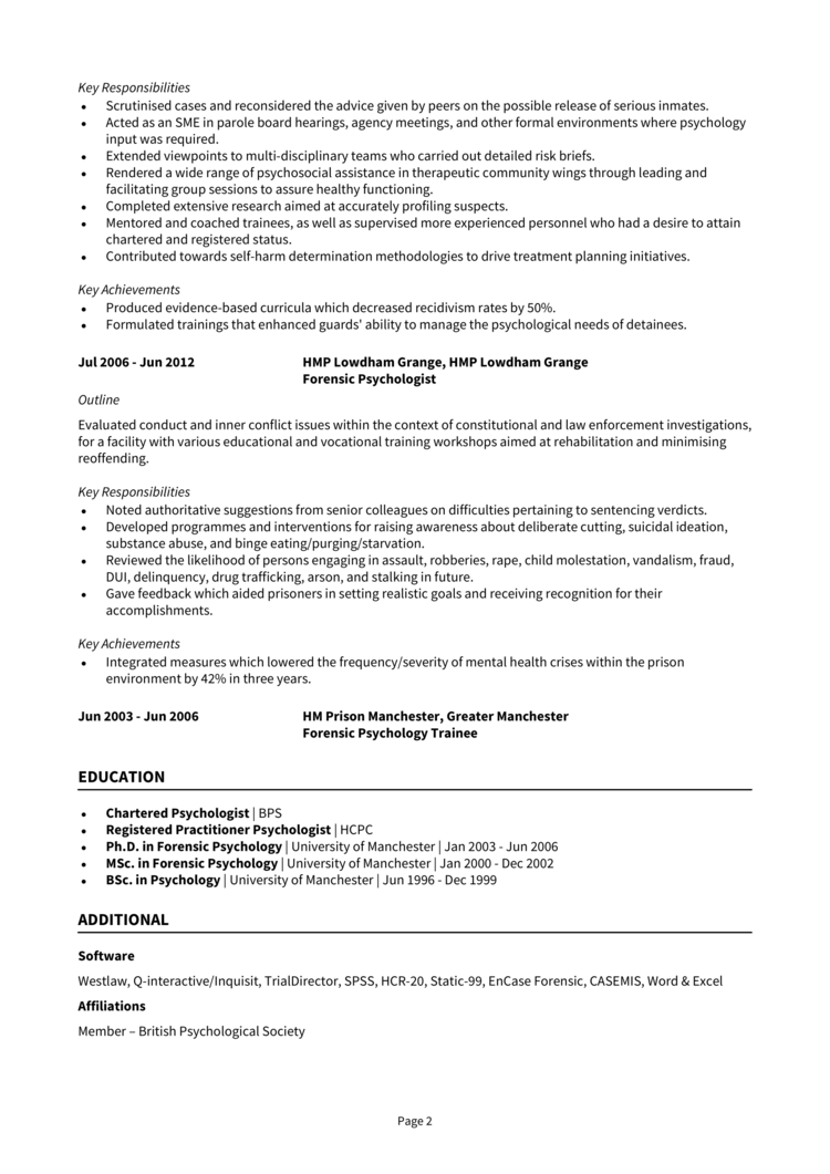 Expert Witness CV 2