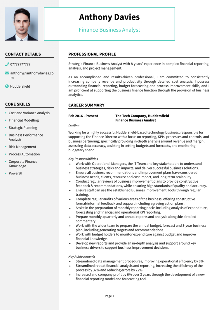 Finance Business Analyst CV-1
