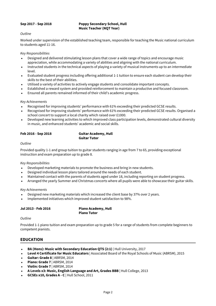 Music Teacher CV-2