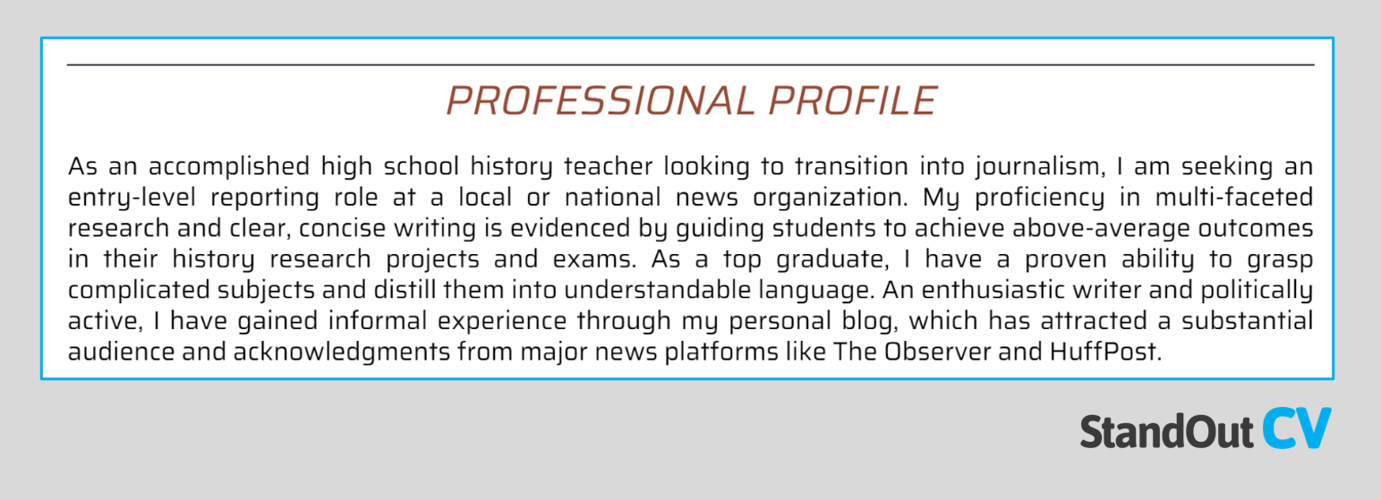 College graduate career changer resume personal statement
