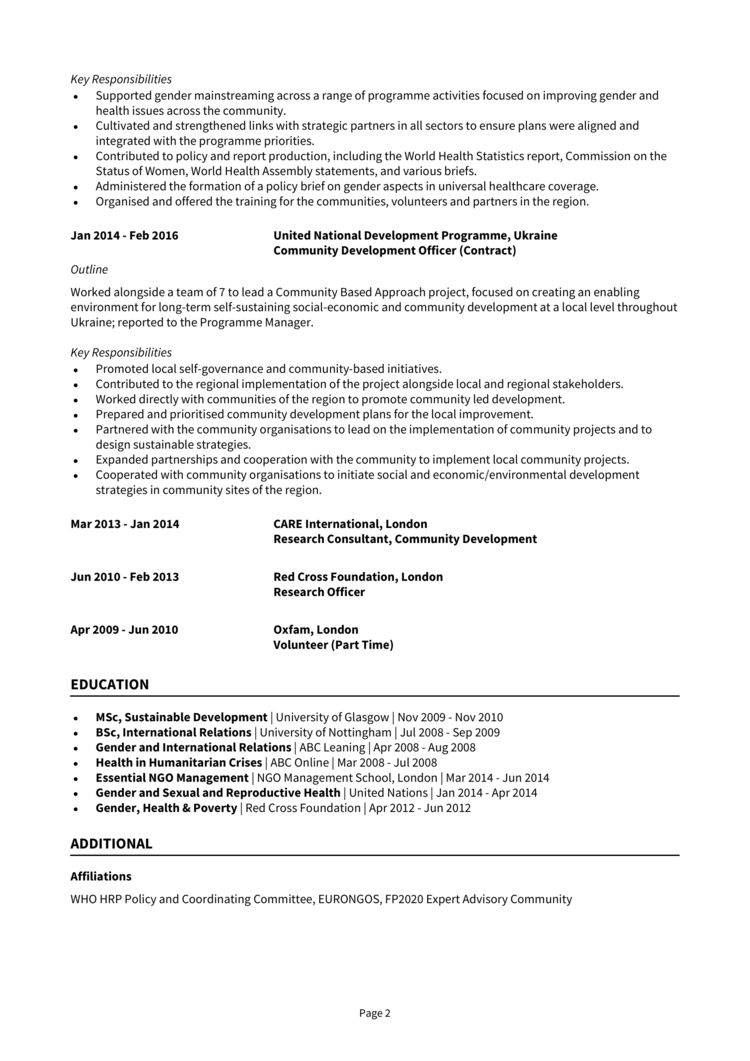 Community Development Worker CV-2
