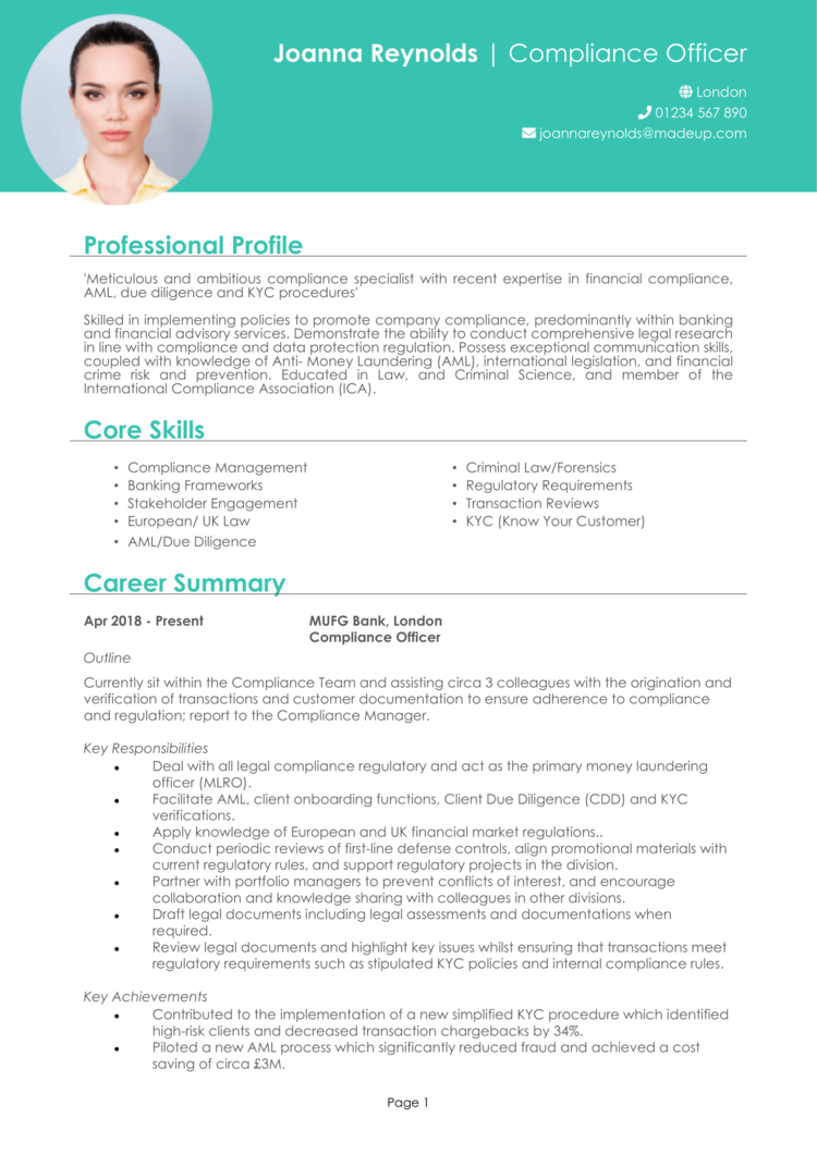 Compliance Officer CV-1