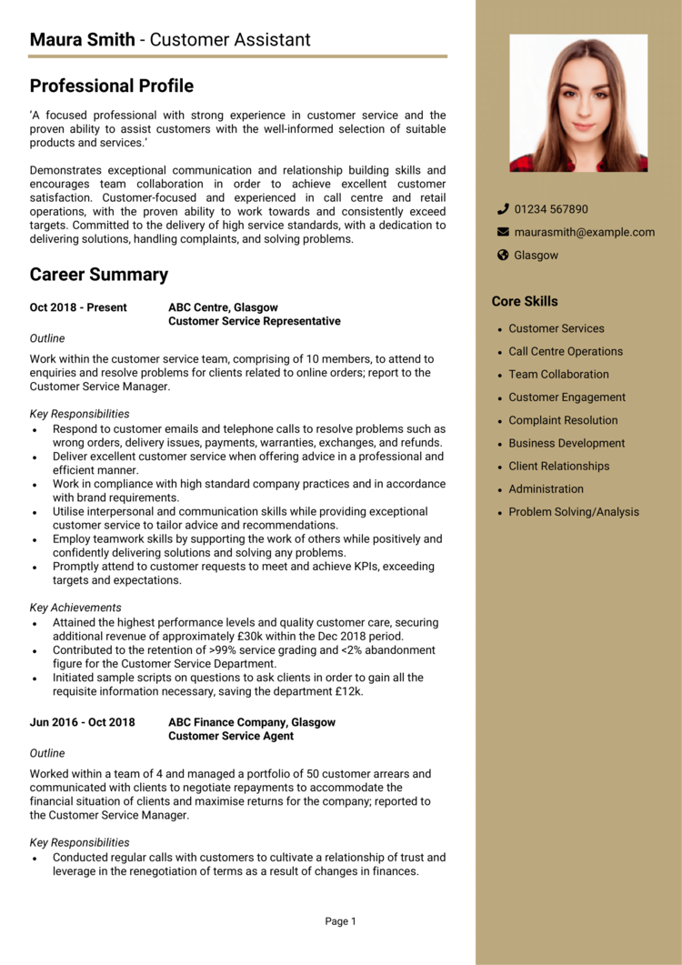 Customer Assistant CV