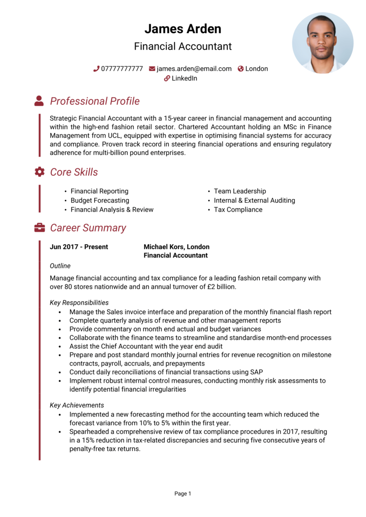 Financial Accountant CV