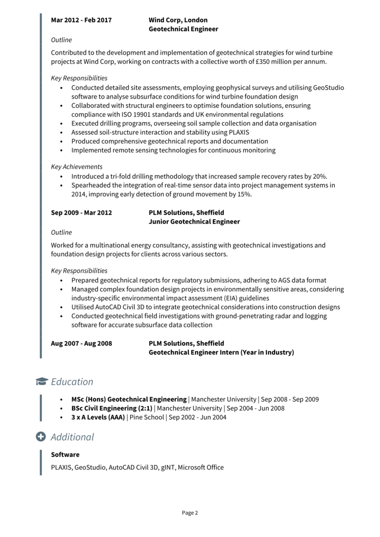 Geotechnical Engineer CV 2